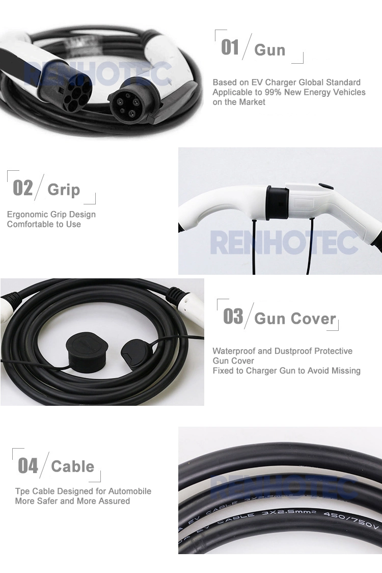 IEC Plug to SAE Socket 16A EV Charging Adapter with 0.5 Meters Cable